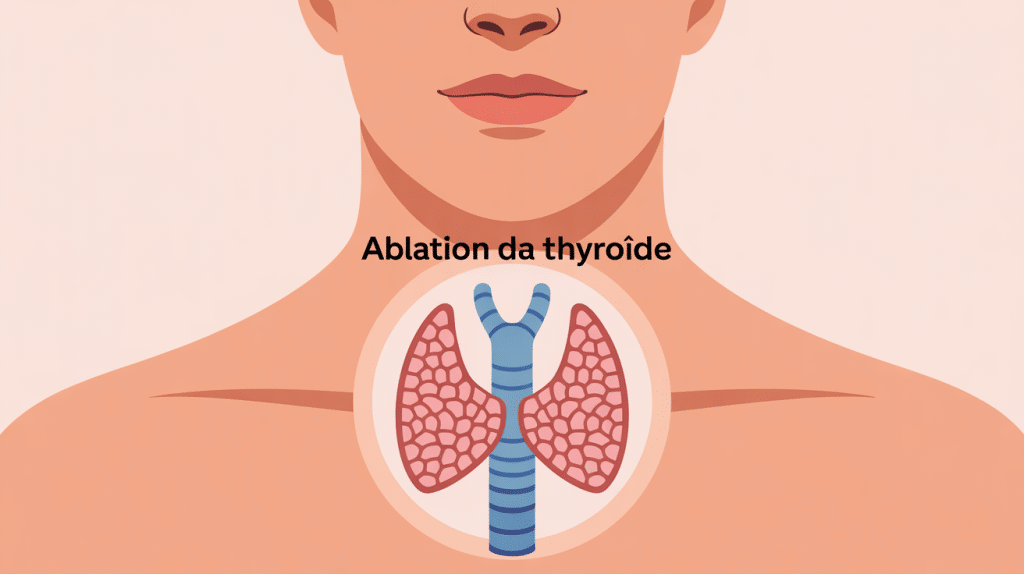 Illustration moderne ablation thyroide, cou et glande stylisés