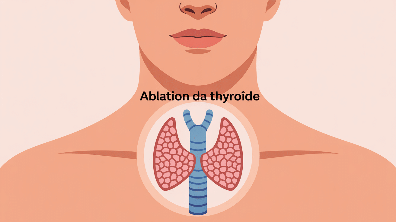 Illustration moderne ablation thyroide, cou et glande stylisés