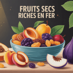 Illustration assortiment fruit sec riche en fer ambiance chaleureuse