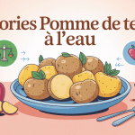 calorie pomme de terre a l eau, assiette cuite et icônes nutrition