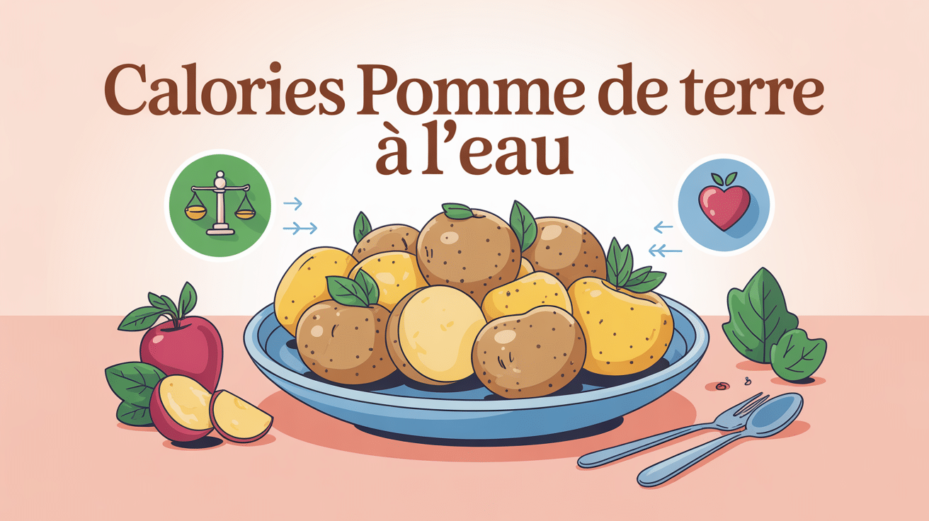 calorie pomme de terre a l eau, assiette cuite et icônes nutrition
