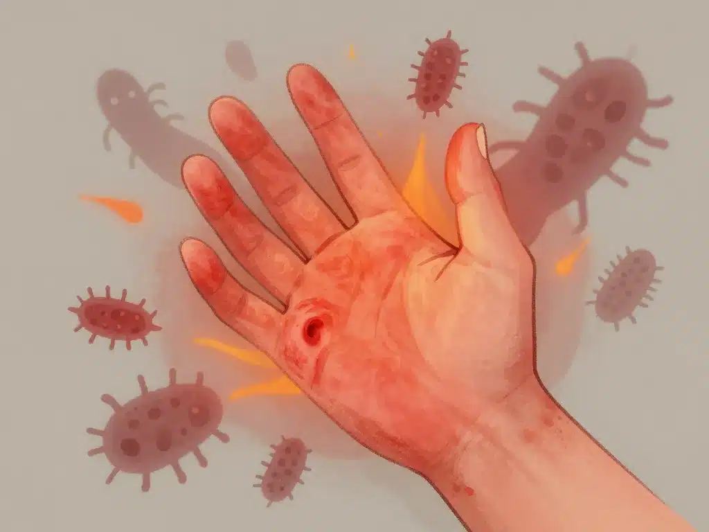 illustration complications morsure de chat infection main