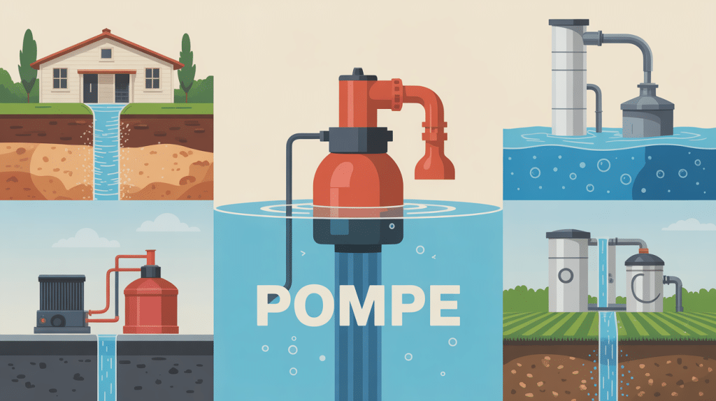 Vue stylisée des différents types de pompe