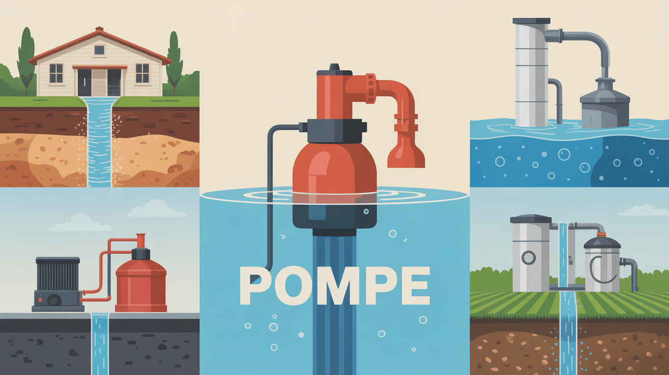 Vue stylisée des différents types de pompe