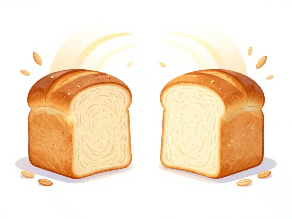 Comparatif visuel indice glycémique du pain complet et pain blanc