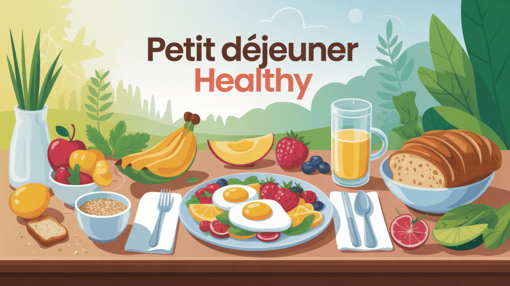 illustration table petit déjeuner healthy