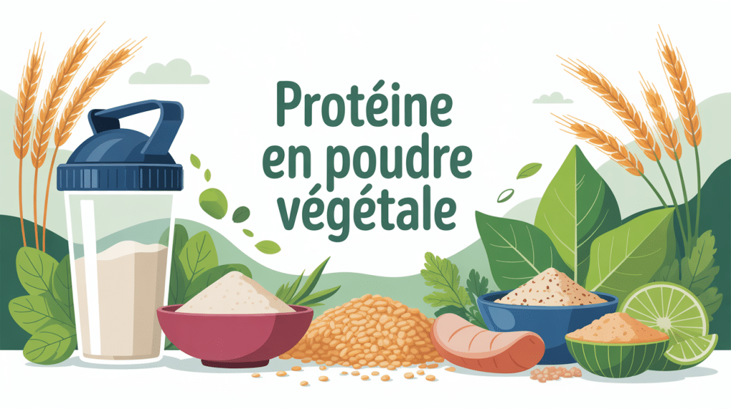 illustration proteine en poudre vegetale plantes shaker