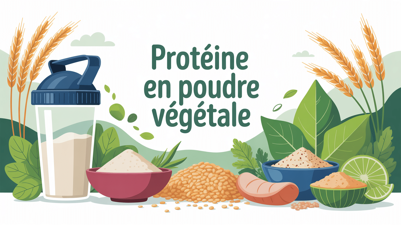 illustration proteine en poudre vegetale plantes shaker