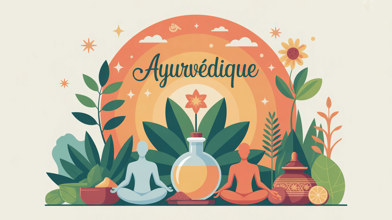 illustration ayurvedique motif plantes meditation