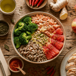 aliments brûle graisse bowl saumon brocoli quinoa pamplemousse