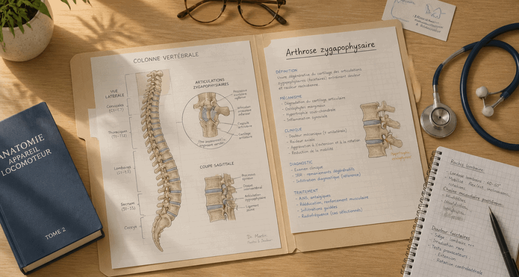 schéma arthrose zygapophysaire sur bureau médical