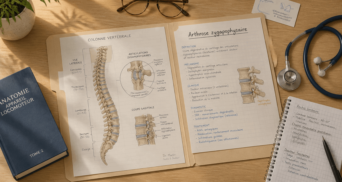 schéma arthrose zygapophysaire sur bureau médical