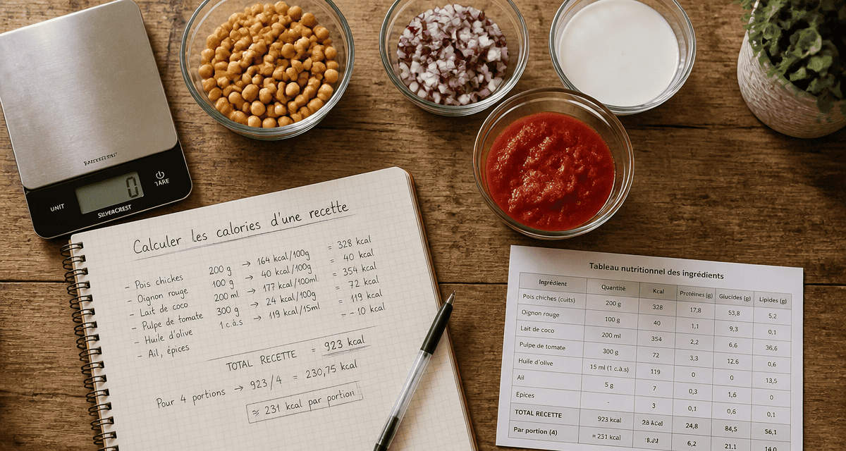 calculer les calories d une recette avec balance ingrédients et carnet