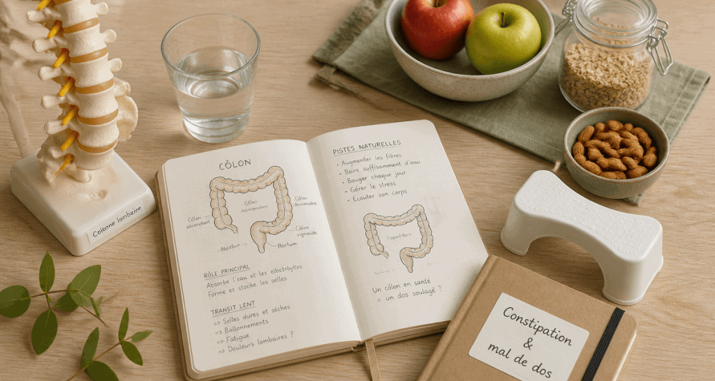 Constipation et mal de dos, aliments fibres et colonne lombaire