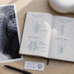 bureau avec radiographie et accessoires pour lordose cervicale