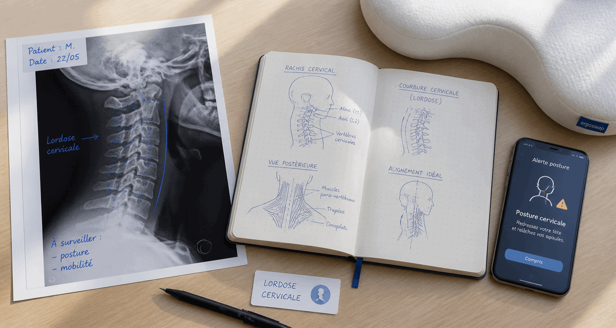 bureau avec radiographie et accessoires pour lordose cervicale