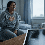 douleur aux côtes après chute femme sur lit médical
