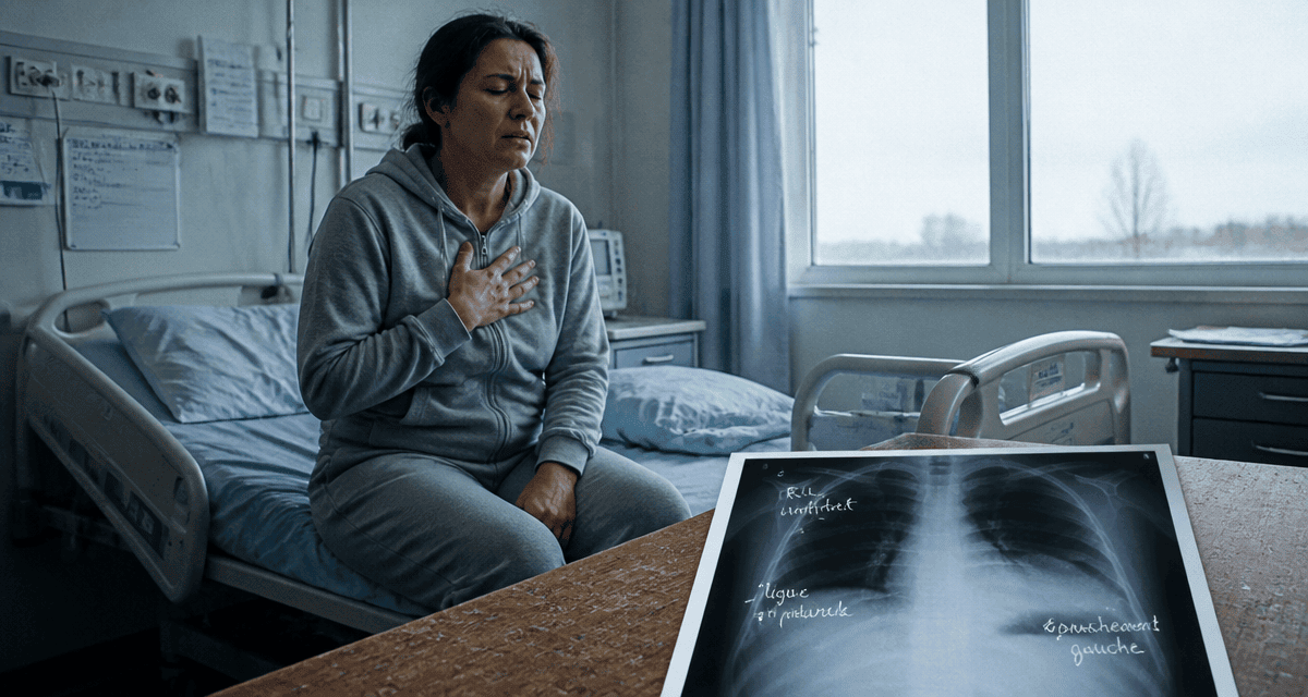 douleur aux côtes après chute femme sur lit médical