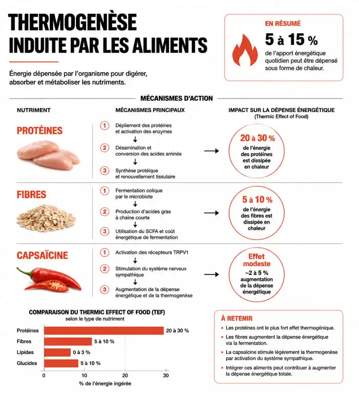 Infographie scientifique sur les aliments qui boostent le métabolisme et la thermogenèse