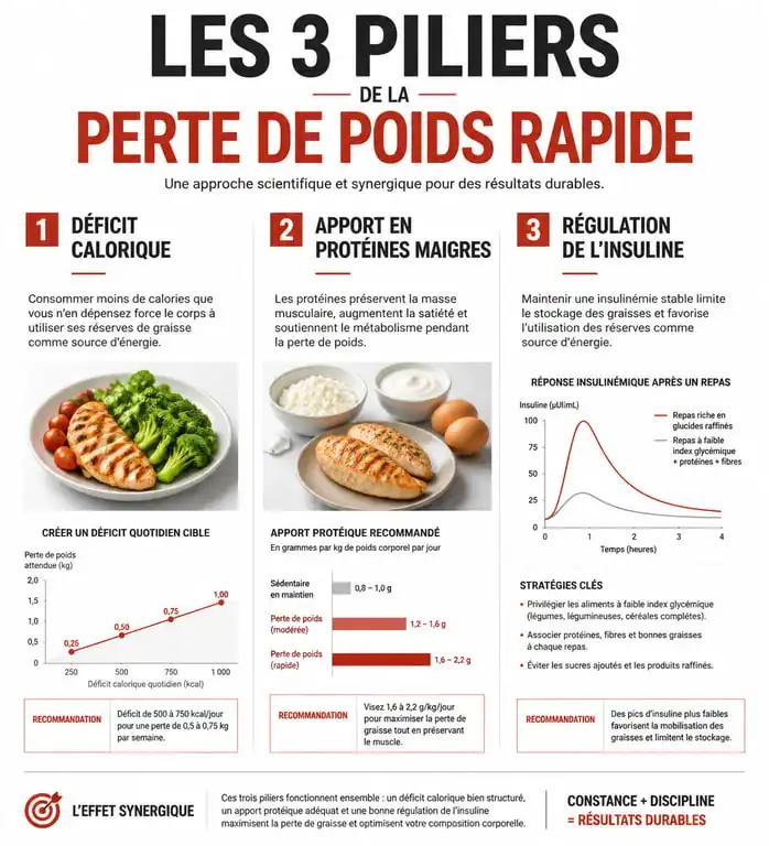 Infographie sur les mécanismes scientifiques d'un régime rapide et efficace