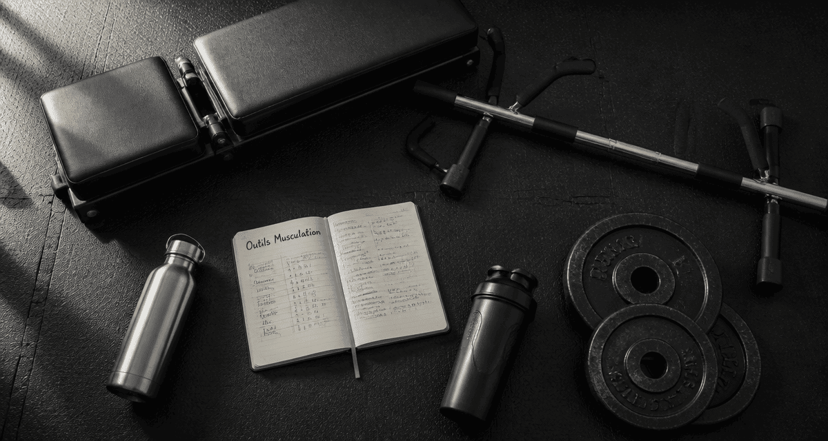 Équipements pour musculation sur tapis noir
