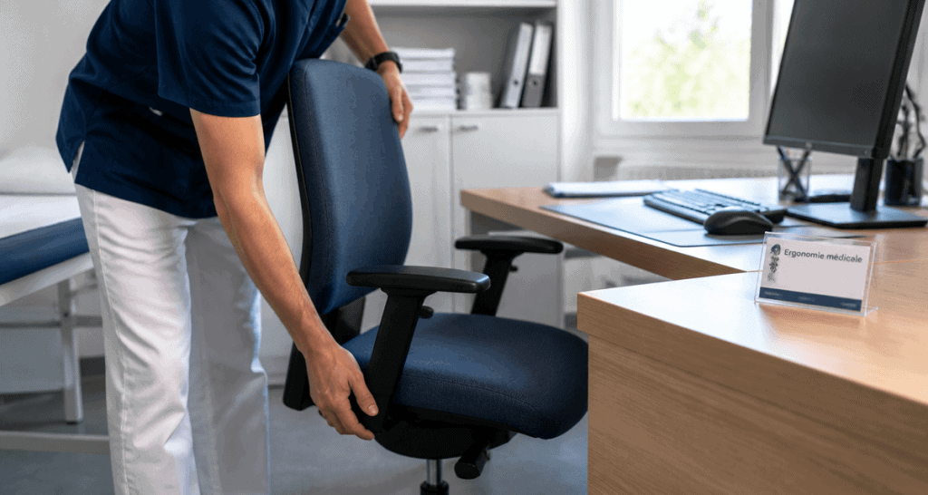 fauteuil de bureau ergonomique médical dans cabinet moderne