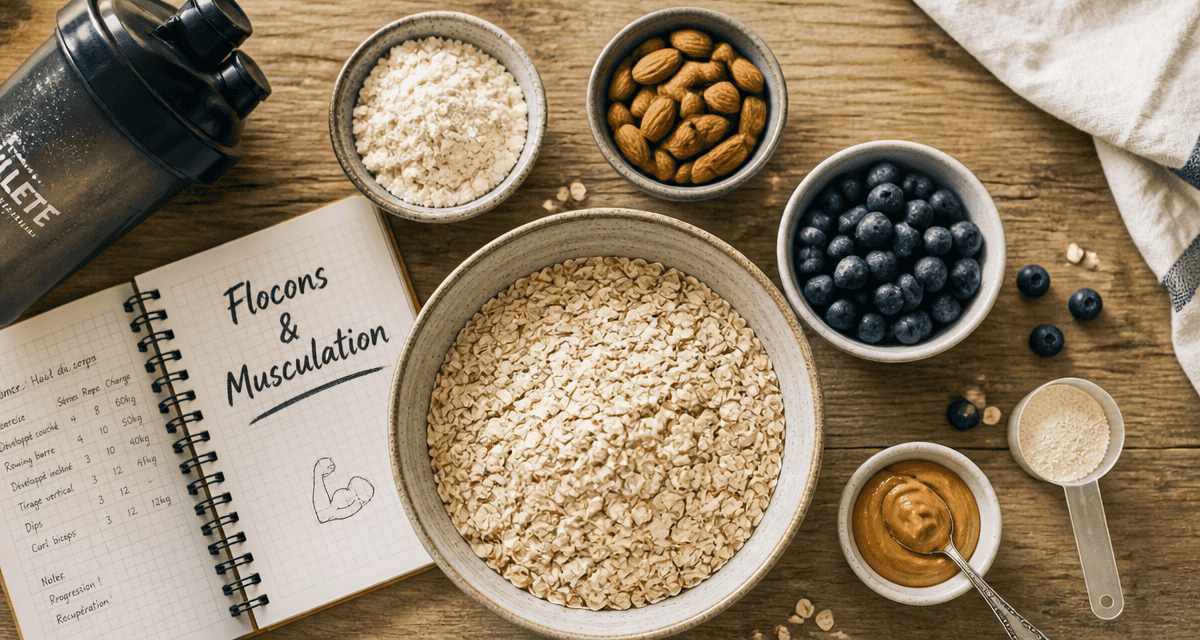 flocons d'avoine musculation bol whey amandes myrtilles