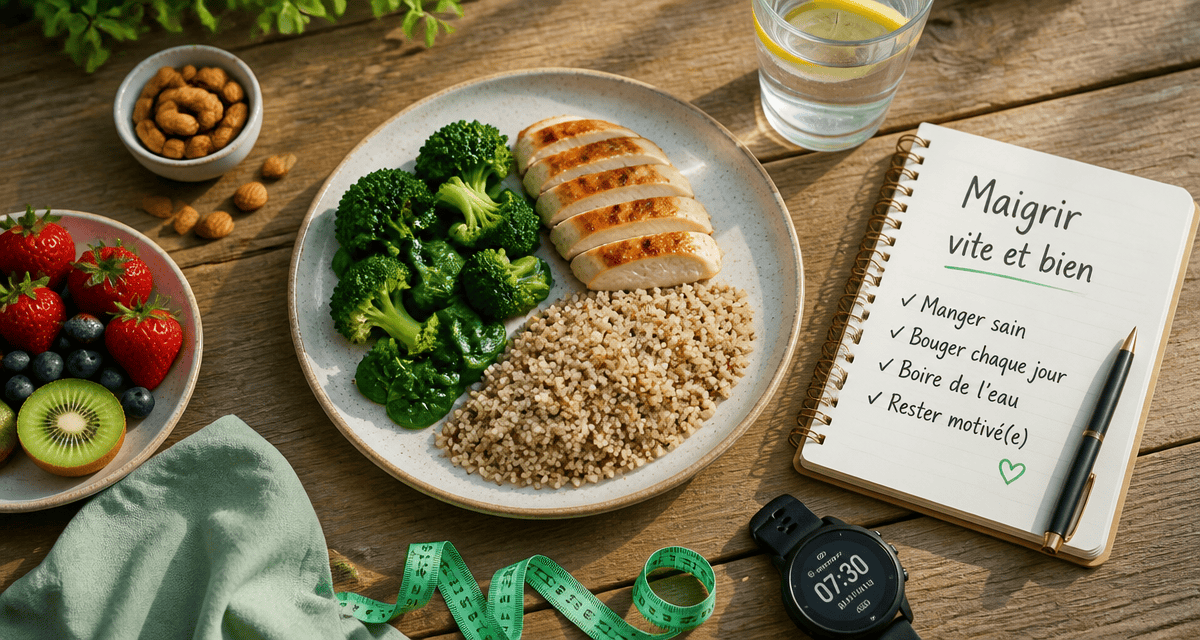 Maigrir vite et bien assiette équilibrée légumes poulet quinoa