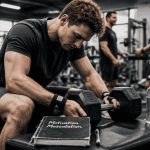 Motivation musculation jeune homme ajustant haltères
