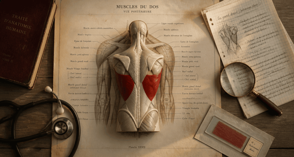 vue anatomique muscle latissimus dorsi sur bureau
