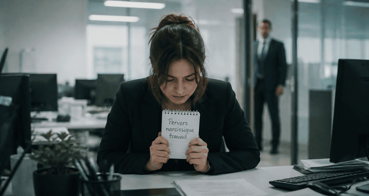 Femme stressée face à un pervers narcissique travail