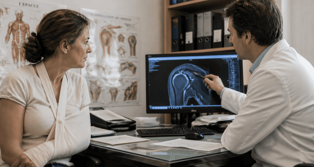 peut on travailler avec une rupture de la coiffe femme bras en écharpe chez le médecin