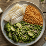 repas riche en proteine assiette cabillaud quinoa légumes