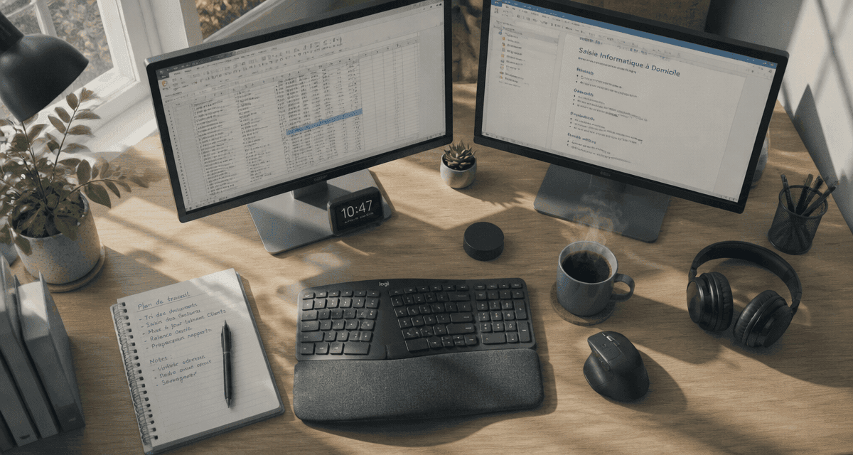Télétravail à domicile saisie informatique bureau