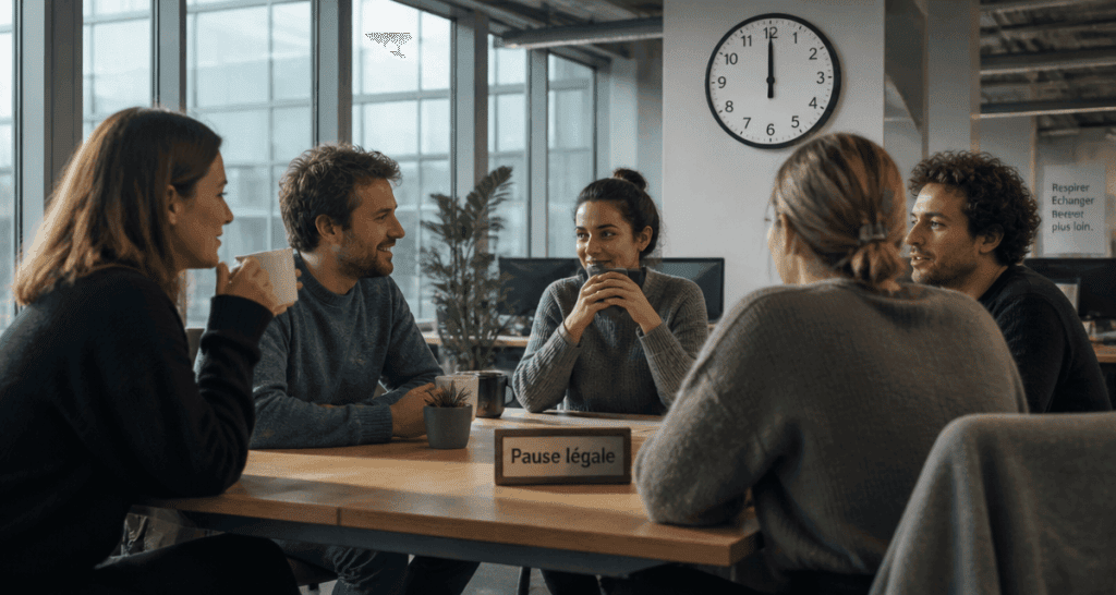 temps de pause pour 7h de travail salariés open space