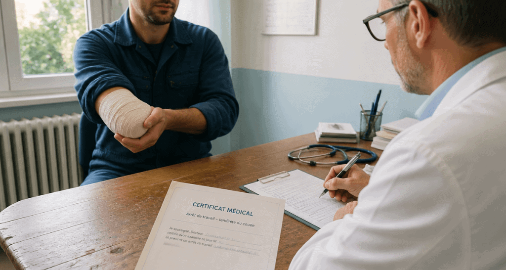 tendinite coude arrêt de travail médecin