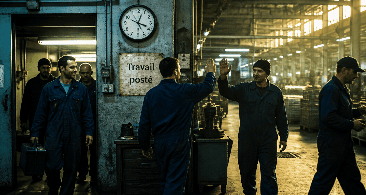 travail posté changement d'équipe en usine