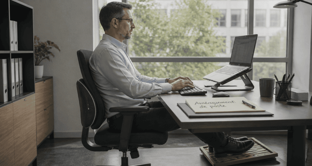 uncodiscarthrose et travail, salarié en bureau ergonomique