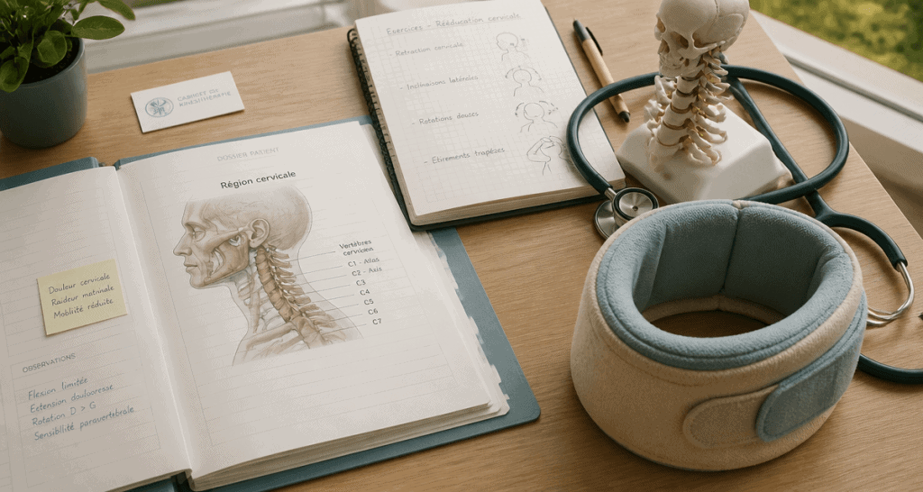 Schéma vertiges dus aux cervicales sur bureau médical