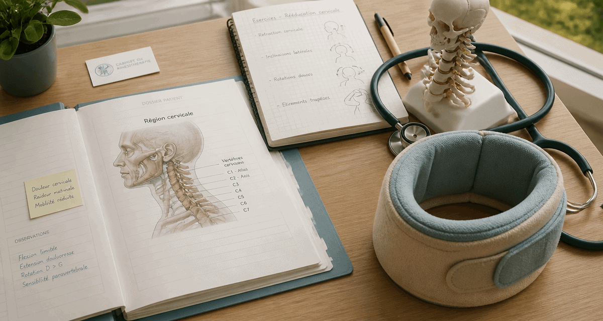 Schéma vertiges dus aux cervicales sur bureau médical