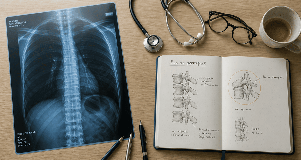 Radiographie bec de perroquet dorsale sur bureau médical