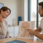 Cervicales et vertiges, consultation médicale illustrative