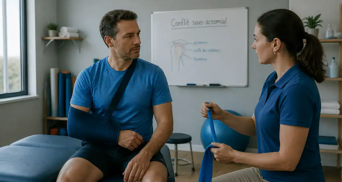 conflit sous acromial arrêt de travail combien de temps exercice kiné