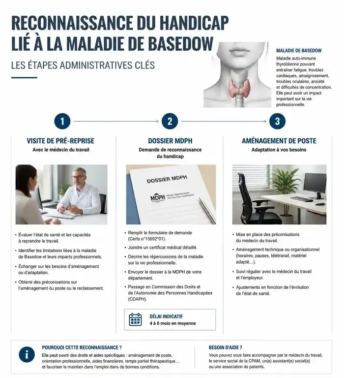 Étapes administratives pour la reconnaissance du handicap et aménagement de poste avec la maladie de Basedow