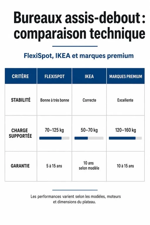 Comparatif des bureaux assis-debout FlexiSpot, IKEA et marques premium pour choisir son équipement