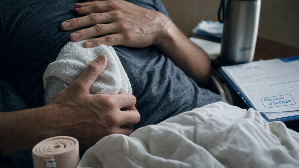 Entorse costale combien de temps : poche de glace sur le thorax
