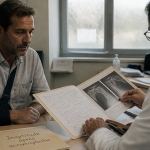 inaptitude après acromioplastie homme bras écharpe médecin