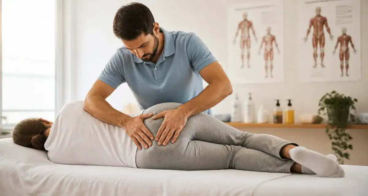massage nerf sciatique sur table par kinésithérapeute