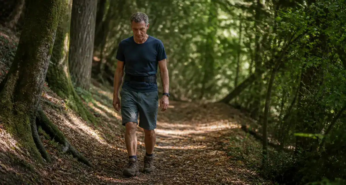 peut-on marcher avec un pincement discal homme marche forêt