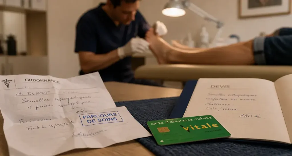 Ordonnance, Carte Vitale et devis : podologue prise en charge secu